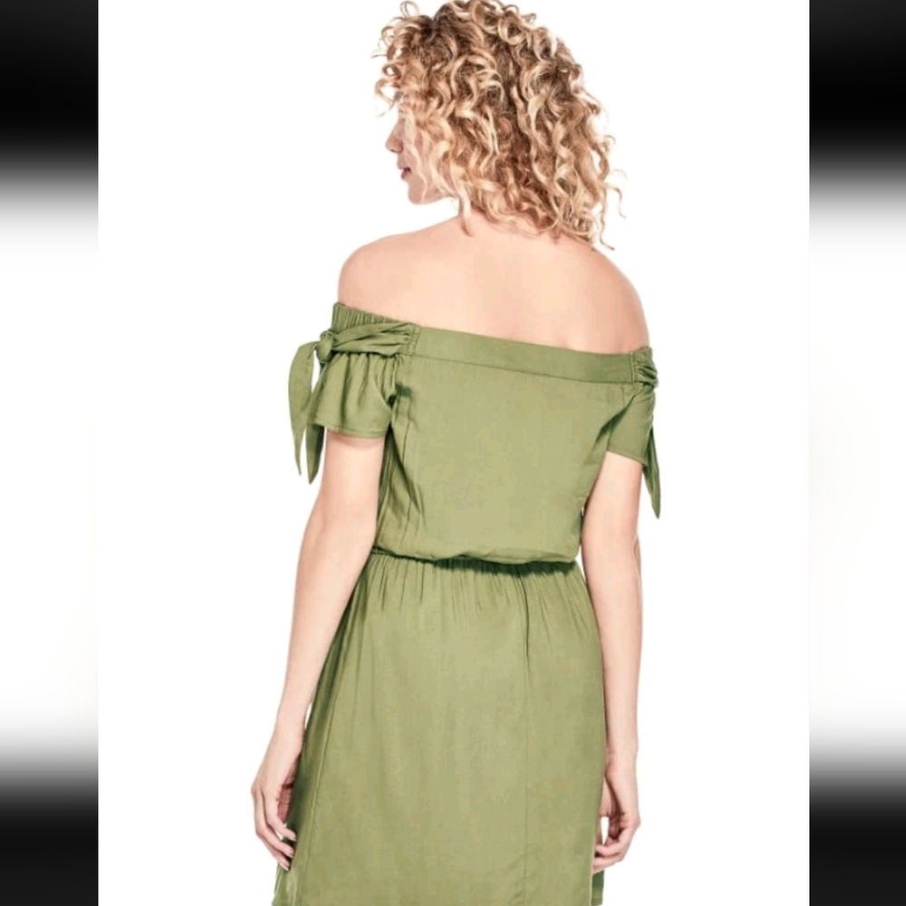 Guess Libby off-the-shoulder green dress XS - Picture 4 of 5